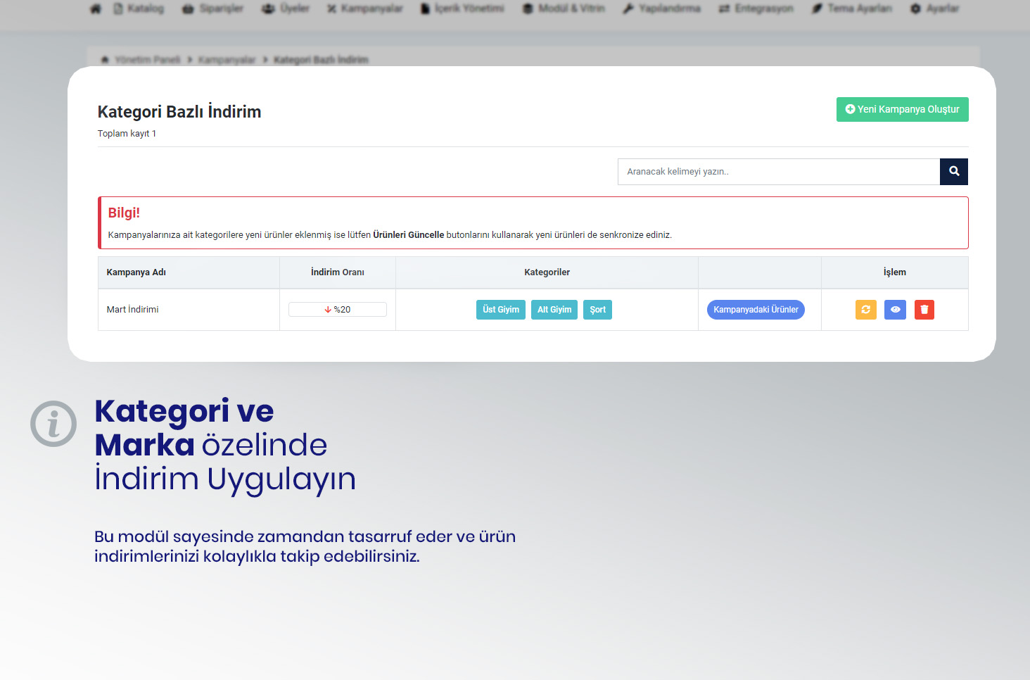 Marka & Kategori Bazlı Kampanya Modülü